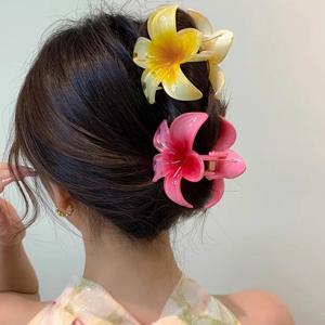 여성을위한 3 인치 그라디언트 꽃 머리 발톱 우아한 수지 꽃 헤어 클립 신선한 Sweety 꽃 그리퍼 소녀 헤어 액세서리
