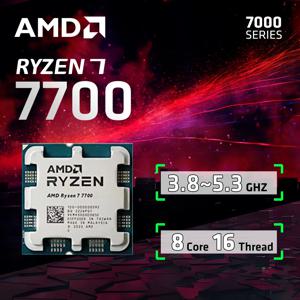AMD Ryzen 7 7700 프로세서 5.3GHz 8코어 16스레드 L3=32MB 게임 캐시 5NM DDR5 소켓 AM5 CPU 통합 그래픽 R7 7700 팬 없음