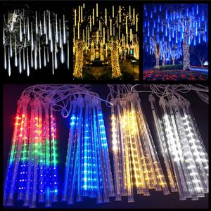EU 플러그 LED 유성우 빛 30/50cm 휴일 문자열 조명 요정 정원 장식 야외 Led 거리 갈 랜드 크리스마스 장식