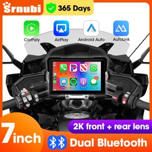 7 인치 오토바이 DVR 네비게이션 CarPlay 2K 카메라 IP67 방수 호스트 모토 스크린 용 듀얼 블루투스 무선 안드로이드 자동