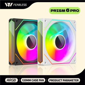 PRISM 6 PRO 컴퓨터 섀시 팬 12cm ARGB 4 핀 저소음 냉각 팬 12V 대용량 풍량 64.8CFM/800-1600RPM