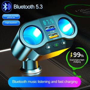 자동차 시가 라이터 분배기 듀얼 USB QC3.0 빠른 충전기 소켓 12V/24V 자동 FM 송신기 블루투스 핸즈프리 차량용 충전기