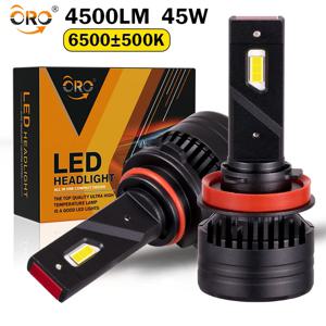 ORO 45W LED 헤드라이트 전구 – 4500LM, 7000K 울트라 화이트, IP68 방수, 자동차 및 트럭용 범용 핏(H1/H4/H7/H8)