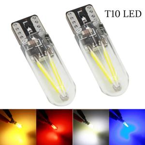 2pcs T10 LED W5W Cob 유리 자동차 전구 194 168 LED 자동차 인테리어 조명 돔 독서 램프 번호판 통관 빛
