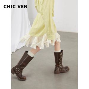 CHIC VEN 한국 여성 스커트 라인 루즈 캐주얼 새로운 하이 웨스트 불규칙한 레이스 하프 길이 여성 스커트 봄 여름 2025
