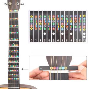 Miwayer 기타 Fretboard 노트지도 라벨 스티커 기타 초보자를위한 6 현 투명 및 검정색 지판 프렛 데칼