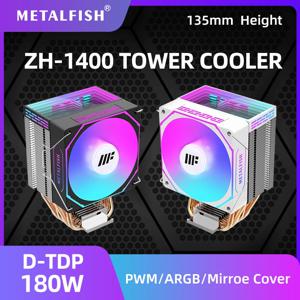 METALFISH ZH1400 CPU 쿨러 4 HeatPipes 4PIN PWM 자동 ARGB 팬 Intel 1700 1200 115X 1366 2011 AM5 AM4 AM3 x99 x79
