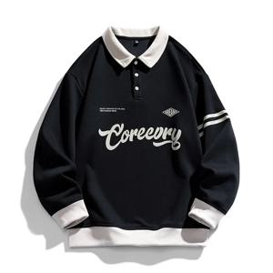 남성 오버 사이즈 대비 색상 옷깃 스웨트 봄 힙합 streetwear 스웨트 하라주쿠 야구 유니폼 까마귀 남성