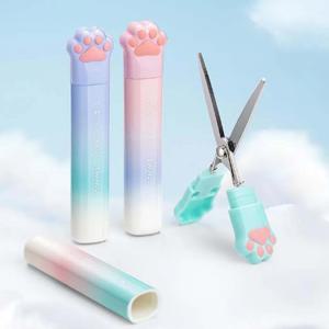 1PC 귀여운 고양이 발톱 휴대용 가위, 크리 에이 티브 펜 원장 도구, 그라디언트 편지지 가위