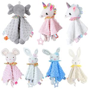 1pcs 아기 보안 진정 인형 수건 Teether 딸랑이 부드러운 담요 Snuggle 장난감 아기를위한 박제 동물 신생아 선물