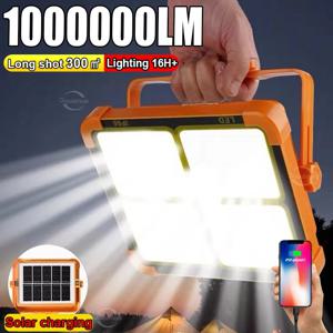 새로운 20000mAh 태양 충전식 캠핑 랜턴 높은 전원 은행 LED 텐트 빛 강력한 자석 손전등 수리 비상 램프