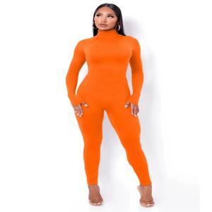 BWQ 캐주얼 여성 긴 소매 터틀넥 긴 소매 스키니 스트레치 점프 슈트 2024 가을 겨울 원피스 슈트 INS Playsuit