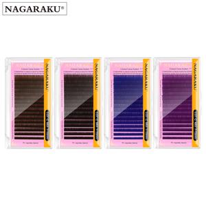 NAGARAKU 컬러 속눈썹 메이크업 메이크업 믹스 7~15mm 다크 브라운 라이트 브라운 블루 퍼플 색상 Faux Cils False Eyelashes Cilios