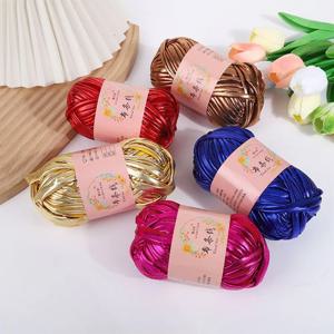 모조 가죽 크로 셰 뜨개질 원사 소설 기능성 봉제 매직 컬러 DIY 손 뜨개질 티셔츠 용 쿠션 원사 공에 반짝 이는
