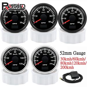 HD 52MM GPS 속도계 30/60/80/120/200 Km/h 보트 자동차 트럭 속도 게이지 미터 GPS 안테나 9-32V와 7 색 백라이트