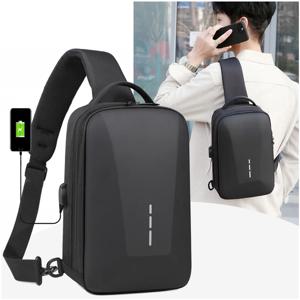 USB 충전 포트가있는 도난 방지 조합 잠금 가슴 팩 패션 비즈니스 남성용 크로스 바디 백 여행용 수납 숄더 백