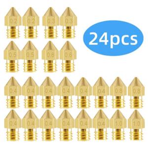 Creality Ender 3/3 Pro/3 V2, Ender 5 3D 프린터 부품 용 24Pcs MK8 압출기 노즐 0.2/0.4/0.5/0.6/0.8/1.0mm M6 스레드