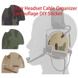 1 쌍 사냥 헤드셋 케이블 보관 주최자 위장 DIY 스티커 ComTac(ⅡⅢⅤⅥ) 사냥 슈팅 헤드폰 용 매직 패치