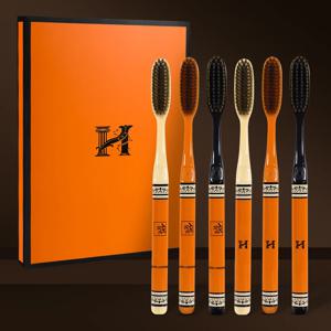 6 고급 오렌지 라이트 럭셔리 칫솔 딥 클리닝 구강 케어 부드러운 머리카락 치아 성인 일상 생활을위한 청소 도구 홈