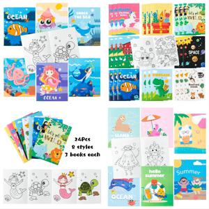 24pcs 색칠하기 책 색칠 페이지 대량 바다 다채로운 그림 DIY 아트 낙서 그림 학습 컬러 소책자 예술 초보자