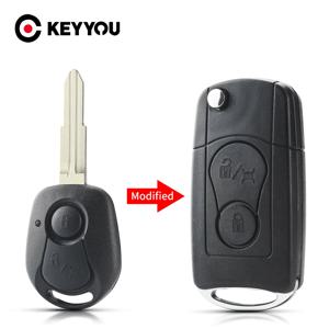 KEYYOU 수정 플립 접이식 원격 자동차 키 케이스, 쌍용 액티언 카이런 렉스턴용