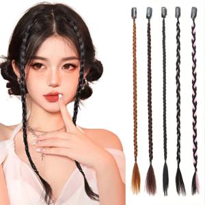 WIGSIN 여성용 합성 브레이드 가발, 강한 BB 클립, 경량 박스, 브레이드 포니테일 헤어 피스, 2 개