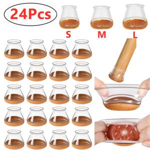 24pcs 의자 다리 모자 실리콘 가구 다리에 대 한 바닥 보호대 패드 음소거 투명 다리 보호대 모자 바닥 스크래치 방지