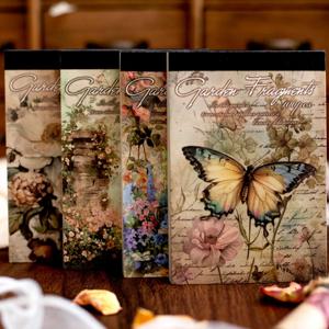 100개/팩 가든 위스퍼 시리즈 레트로 핸드북 찢을 수 있는 재료 종이 창의적인 DIY 수제 스크랩북 미학 공예 종이