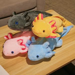 45cm Kawaii 다채로운 뉴트 플러시 장난감 귀여운 Axolotl 도롱뇽 퍼지 플러시 물고기 Appeasing 긴 베개 쿠션 키즈 선물