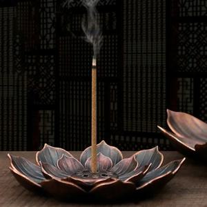 새로운 1PC 합금 향 버너 스틱 홀더 플레이트 불교 연꽃 향로 Nasturtium 청동 향 버너
