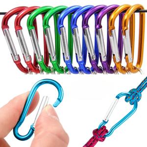 5/10/50/100pcs 알루미늄 Carabiner 열쇠 고리 클립 야외 캠핑 열쇠 고리 스냅 후크 물병 버클 키트 등산 액세서리