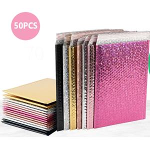 50pcs 배송 가방 셀프 인감 소규모 비즈니스 용품 폴리 메일 링 포장 가방 홀로그램 버블 메일러 포장 Kpop 배달