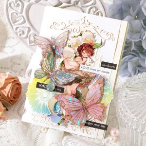 Yofun 20 개/갑 미적 레이저 나비 스티커 Scrapbooking 저널링 카드 전화 장식을위한 아름다운 빛나는 라벨