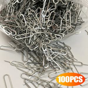 1-100PCS 유니버설 안티 손실 핀 꺼내기 Sim 카드 트레이 오픈 핀 바늘 키 도구 아이폰 15 삼성 Xiaomi Redmi 화웨이
