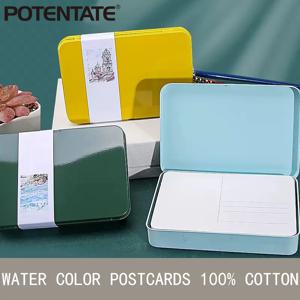 POTENTATE 수채화 책 아티스트 등급 면 A6 거친 결의 수채화 용지 300g 엽서 주석 상자 여행 스케치 미술 용품