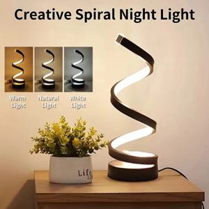 나선형 LED 야간 조명 RGB 화이트 조도 조절 테이블 램프 스위치 제어, USB 5V 침실 사무실 책상 독서실 장식