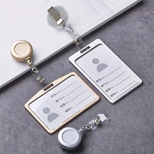 1 Pcs 알루미늄 합금 카드 커버 케이스 ABS 개폐식 배지 릴 신용 ID 카드 배지 가방과 은행 비즈니스 작업 카드 홀더