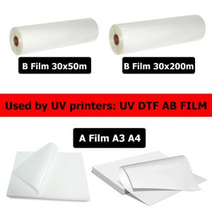UV DTF AB 필름 6090 4060 A1 A2 A3 A4 UV 프린터 방수 전사 DTF 필름 로고 곡선 원형 접착 스티커 L1800 L805