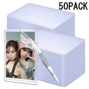 1/50Pcs 35PT 클리어 탑 로더 Kpop 아이돌 포토 카드 슬리브 안티 스크래치 3X4 