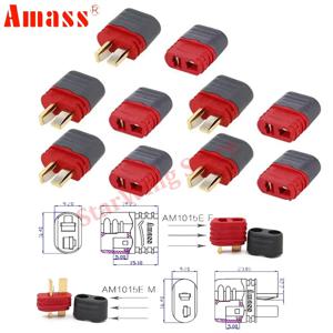 10Pcs Amass T 커넥터 Deans 플러그 커버 남성 여성 Amass Deans 커넥터 (RC 배터리 항공기 완구 용 외장 하우징 포함)