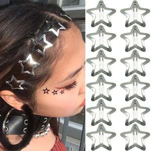 여자를위한 50PCS 실버 스타 헤어 클립 선조 스타 금속 스냅 클립 여자 간단한 BB 머리핀 바레트 헤어 액세서리
