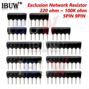10pcs 5PIN 9PIN 제외 네트워크 저항 어레이 DIP 100 220 330 470 510 680 1K 1.2K 1.5K 2K 2.2K 3.3K 4.7K 10K 100K 옴