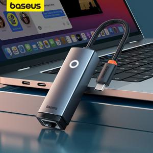 Baseus USB C에서 이더넷 어댑터, 알루미늄 기가비트 USB C 어댑터, 노트북 맥북 프로용, 1000/100Mbps USB 랜, RJ45 네트워크 카드