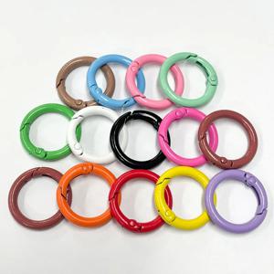 금속 O링 걸쇠, 열 수 있는 원형 카라비너 키체인 클립, 후크 개 체인, DIY 쥬얼리 버클 커넥터, 16 가지 색상, 10 개/로트