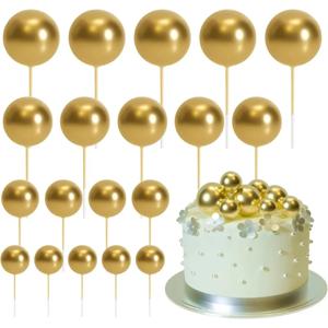 20 Pcs 볼 케이크 토퍼 장식 미니 풍선 케이크 토퍼 스틱 골드 공 케이크 추천 케이크 토퍼 공 케이크 장식