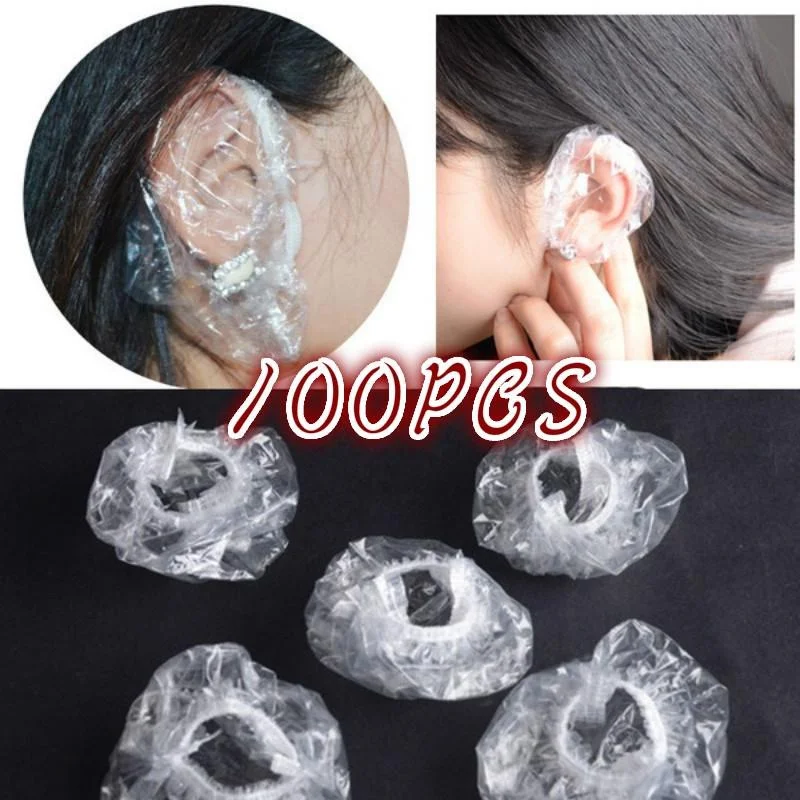 100Pcs 일회용 미용 귀마개 살롱 클리어 귀 커버 귀 보호 머리 염색 보호 모자 헤어 컬러 스타일링 도구