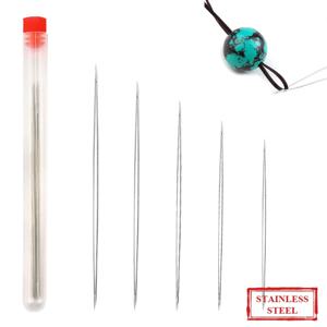 10pcs 스테인레스 스틸 큰 눈 곡선 구슬 바늘 쉬운 보석 구슬과 진주에 대 한 도구 만들기 스레드 문자열 코드 5 크기