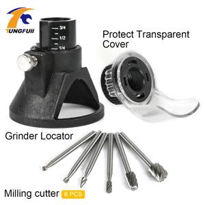 Tungfull DREMEL 그라인더 보호 커버 6 In 1 목재 밀링 Burrs 커터 Dremel 로타리 도구로 조각 된 로케이터 그라인딩 스케일