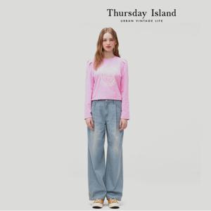 [Thursday Island] 루즈핏 턱 와이드 데님(T232MJE132W)