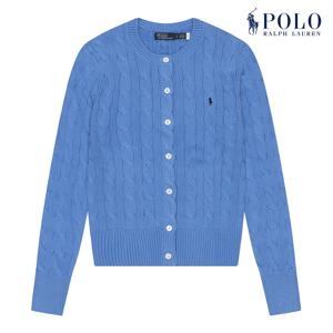 POLO RALPH LAUREN  폴로 랄프로렌 여성 케이블 니트 코튼 크루넥 가디건 블루